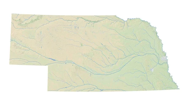 Nebraska 'nın yüksek çözünürlüklü topografik haritası