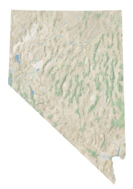 High resolution topographic map of Nevada clipart