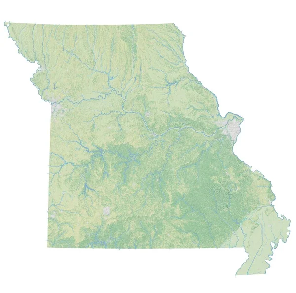 Topografická mapa Missouri s vysokým rozlišením — Stock fotografie