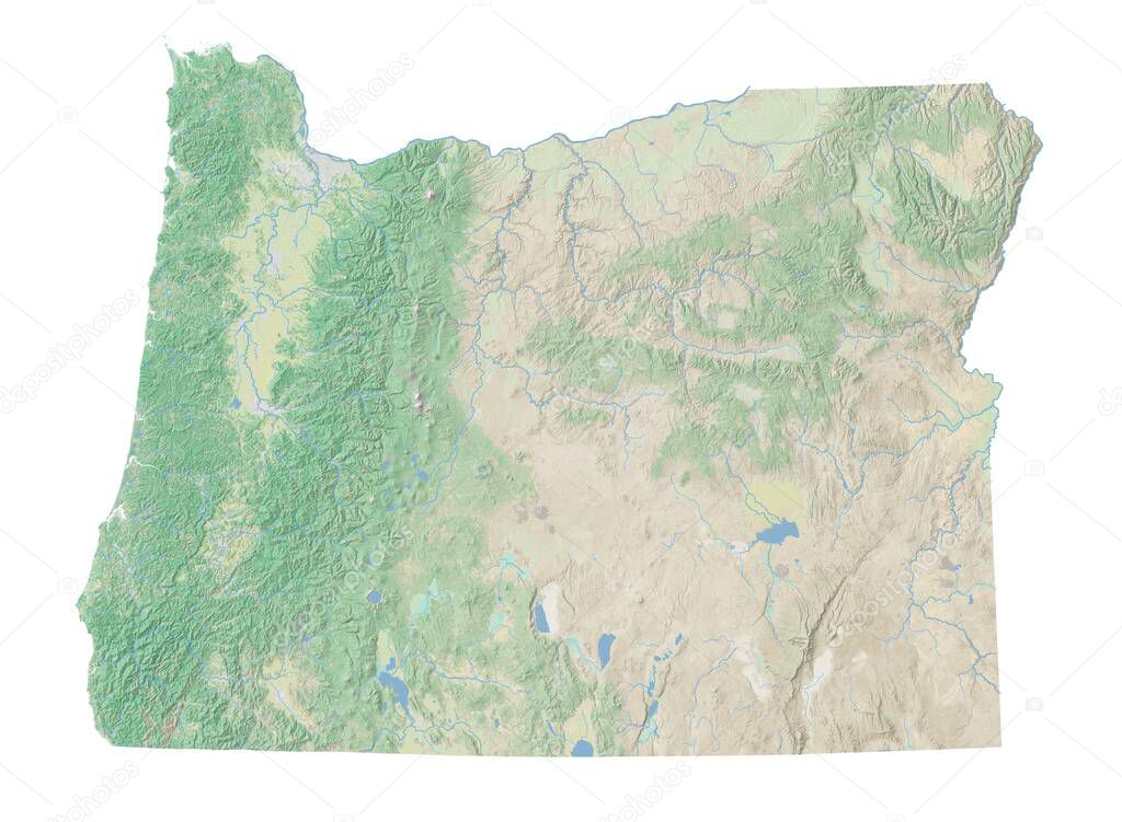 High resolution topographic map of Oregon