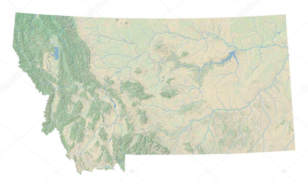 High resolution topographic map of Montana