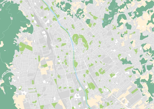 Vektor stadskarta över Graz, Österrike — Stock vektor