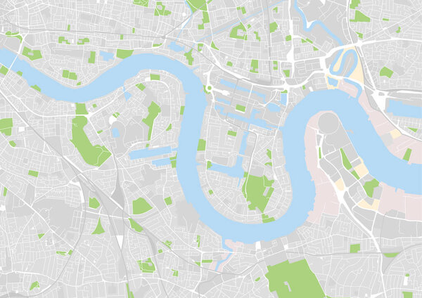 vector city map of east central London, UK