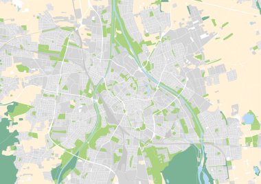 Augsburg, Almanya vektör şehir haritası