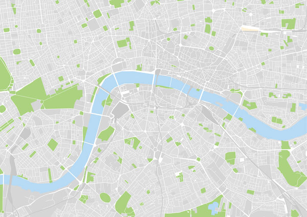 vector city map of London, UK