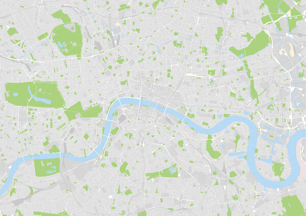 vector city map of central London, United Kingdom