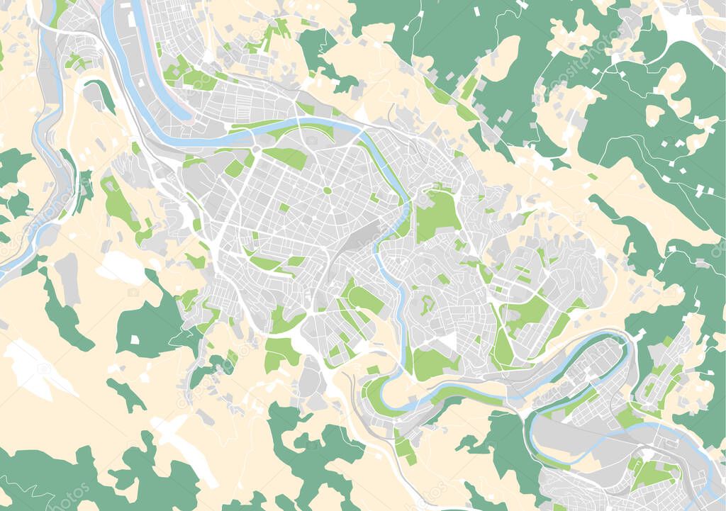 vector city map of Bilbao, Spain