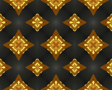 Siyah arkaplanda soyut altın geometrik dikişsiz desen 