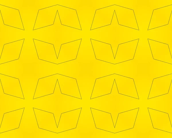 Abstract black lines on yellow background geometric seamless pattern.