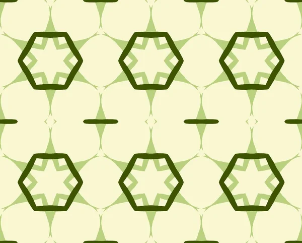 Abstract green stars and hexagon geometric shapes seamless pattern background