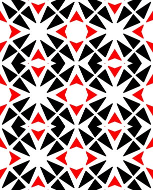 Soyut siyah ve kırmızı üçgen geometrik pürüzsüz tekrarlama deseni