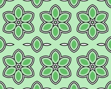 Soyut yeşil çiçekler pürüzsüz tekrarlanan desen arkaplanı 