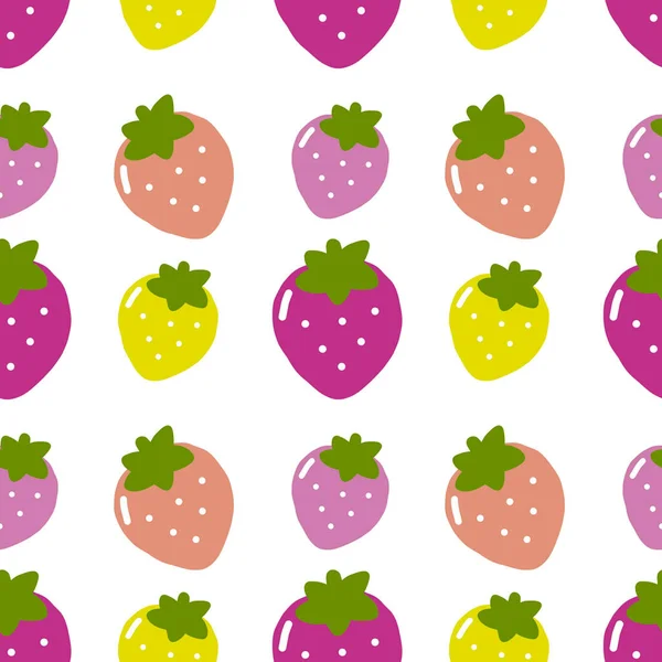 Colorful strawberries fruits cute seamless pattern background. Illustrators drawing.