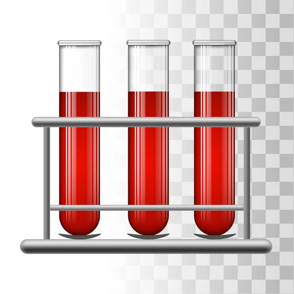 Tubos De Análisis Médicos Con Sangre En Rack. Frascos De Vidrio ...