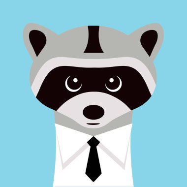 Komik rakun bir gömlek kravat ile. Vektör çizim.