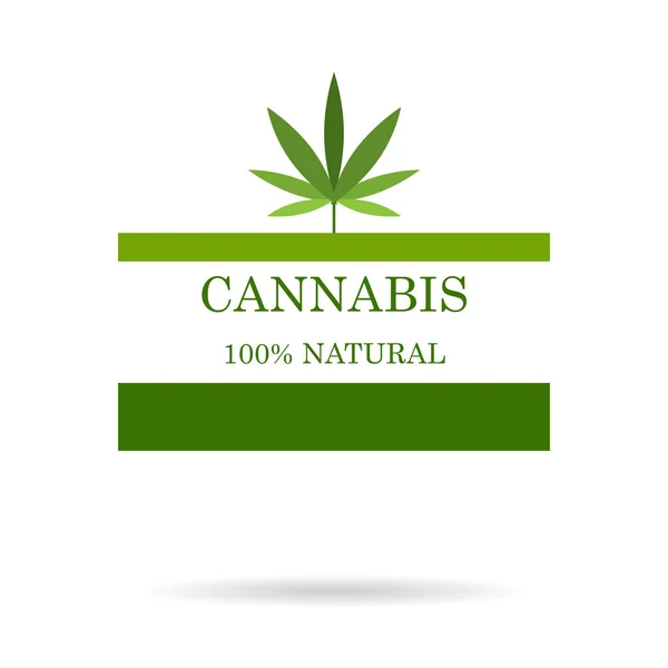 Marihuana yaprağı. Tıbbi esrar. Kenevir yağı. Doğal esrar. Simge ürün etiket ve logo grafik şablonu. İzole vektör çizim.