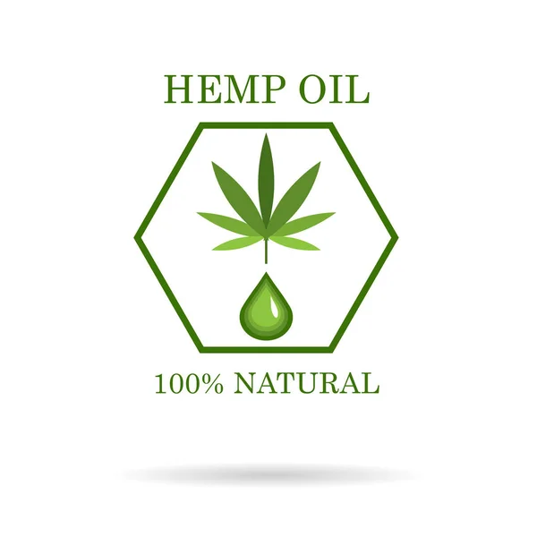 Marihuana yaprağı. Tıbbi esrar. Kenevir yağı. Esrar özü. Simge ürün etiket ve logo grafik şablonu. İzole vektör çizim.