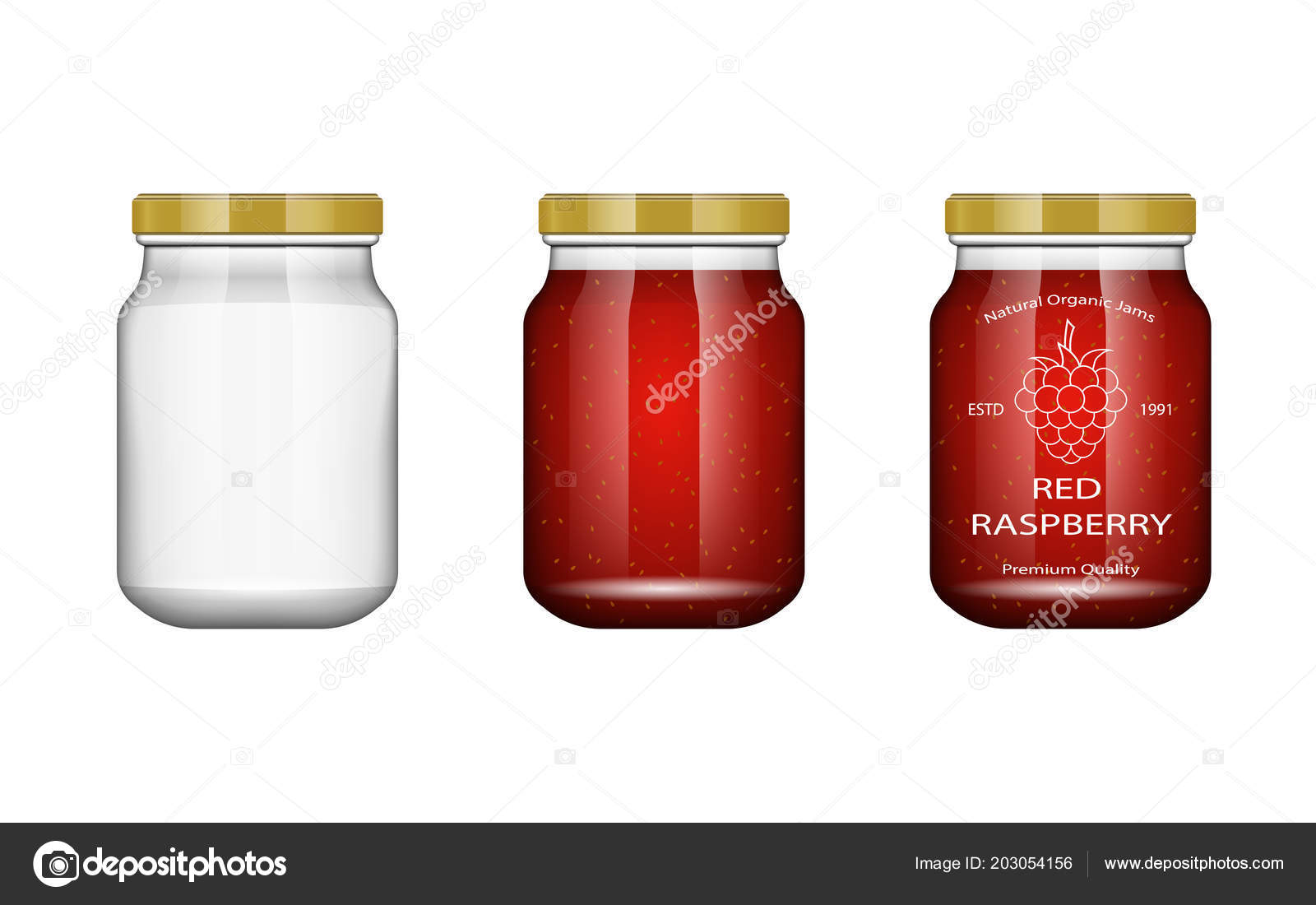 Download Glass Jar With Jam And Configure With Blackberry And Raspberry Vector Illustration Packaging Collection Label For Jam Bank Realistic Mock Up Glass Jar With Design Label And Logo Vector Image By C