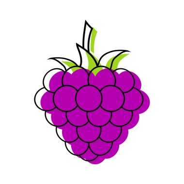 BlackBerry closeup simgesi, koyu mor berry. Logo tasarımı, düz vektör çizim.