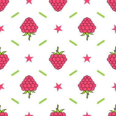 Ahududu seamless modeli. Mutfak Tekstil, kağıt, tebrik kartları ve davetiyeler parti sarma. Vektör çizim.