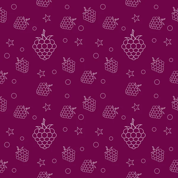 Fond sans couture avec mûre et framboise. Pour textiles de cuisine, papier d'emballage, cartes de vœux et invitations de fête. Illustration vectorielle . — Image vectorielle