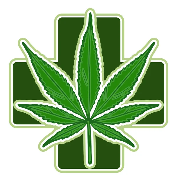Foglia di marijuana. Cannabis medica. Olio di canapa. Cannabis naturale Icona etichetta prodotto e logo modello grafico. Illustrazione del vettore isolato . — Vettoriale Stock