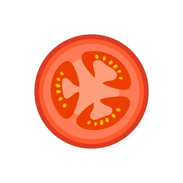 Rebanada de tomate rojo aislado en blanco. Icono de tomate plano. Ilustración vectorial . — Vector de stock