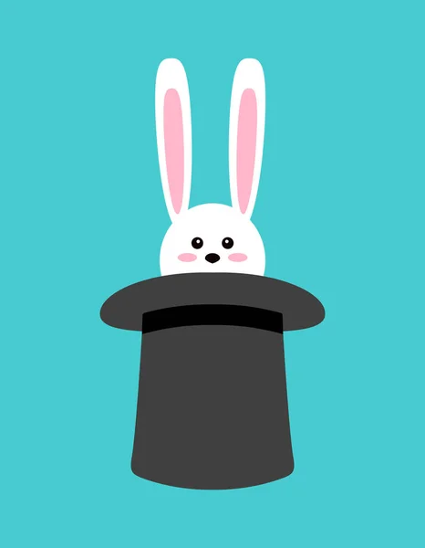 神奇的兔子在帽子。卡通平面设计风格中的矢量图解. — 图库矢量图片