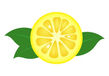 Limon meyve dilim closeup simgesi, limon parçası yuvarlak. Logo tasarımı, düz vektör çizim.