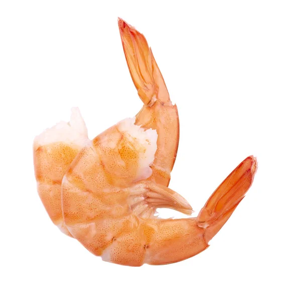 Dvě červené vařené krevety nebo tygří krevety izolované na bílém pozadí — Stock fotografie