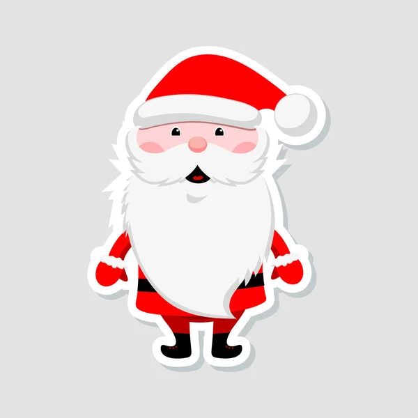 Рождественская наклейка. Смешной Санта Клаус. Зимняя икона. Векторная иллюстрация . — стоковый вектор