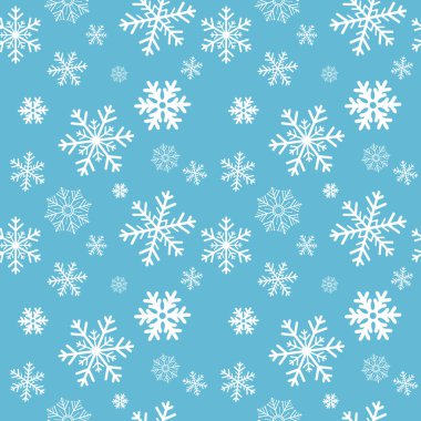 Beyaz kar taneleri ile kış mavi arka plan. Tekstil, kağıt, scrapbooking, sarma, web ve baskı tasarımı için. Seamless modeli. Vektör çizim. Noel ve yeni yıl tasarım.