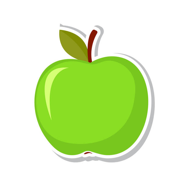 Green apple. Sweet fruit. Isolated fruit on white background. Vector illustration.