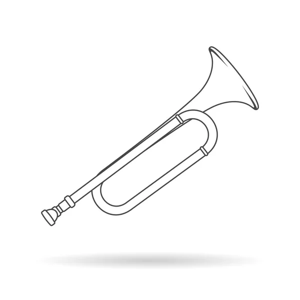 Horn - musik blåsinstrument. Musikutrustning. Ikonen isolerad på vit bakgrund. Vektorillustration. — Stock vektor