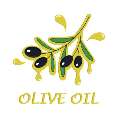 Zeytin ağacı dalı düz simgesi. Beyaz arka plan üzerinde izole etiket. Vektör çizim.