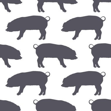 Domuz siluet seamless modeli. Domuz eti. Gıda paketleme ya da kasap dükkanı tasarım için arka plan. Vektör çizim.