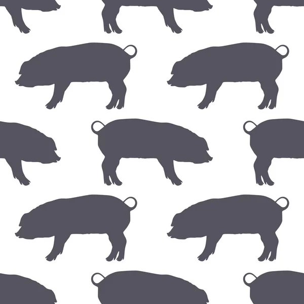 Modello senza cuciture silhouette maiale. Carne di maiale. Contesto per l'imballaggio alimentare o la progettazione di macellerie. Illustrazione vettoriale . — Vettoriale Stock