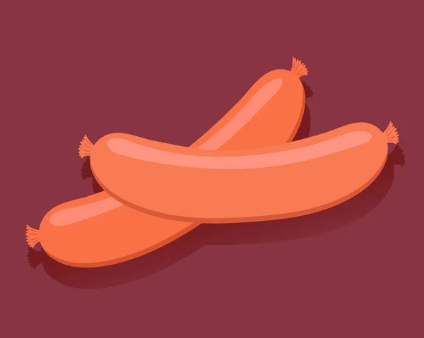 Sosis. Taze et simgeler izole. Vektör çizim.