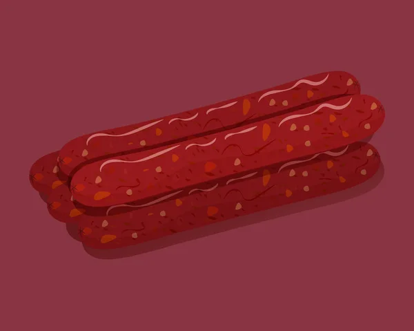 Rökt korv. Isolerade färskt kött ikoner. Vektorillustration. — Stock vektor