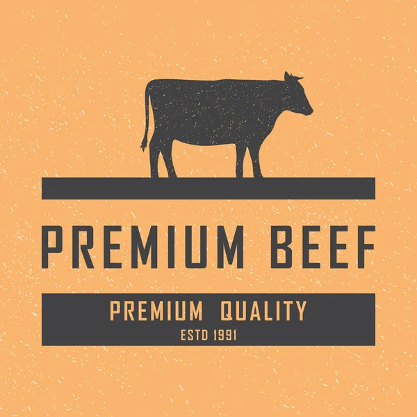 Logo Premium Beef Label Lencana Dan Elemen Desain Gaya Retro - Stok Vektor