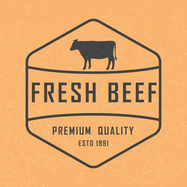 Logo Premium Beef Label Lencana Dan Elemen Desain Gaya Retro - Stok Vektor