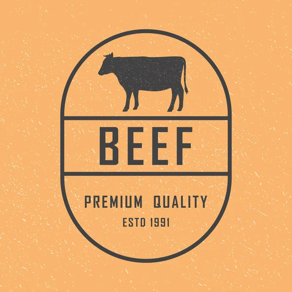 Premium sığır eti logosunu görmeniz gerekir. Etiketler, rozetleri ve tasarım öğeleri. Retro tarzı. Vektör çizim