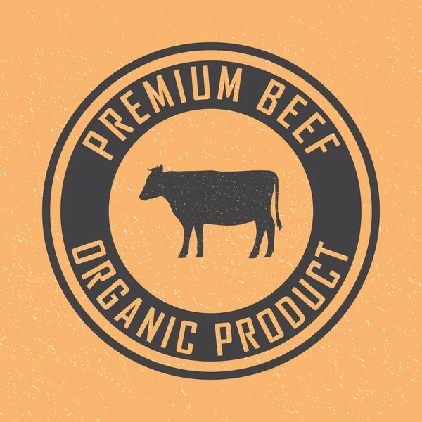 Logo Premium Beef Label Lencana Dan Elemen Desain Gaya Retro - Stok Vektor