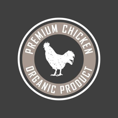 Sigorta primi tavuk logosunu görmeniz gerekir. Etiketler, rozetleri ve tasarım öğeleri. Retro tarzı. Vektör çizim.