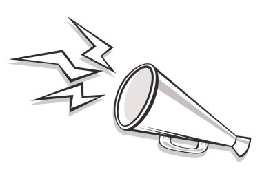 Hoparlör, megafon, megafonu olan simgeyi veya simge. Sosyal, medya, pazarlama, reklam veya promosyon kavramı. Vektör çizim.