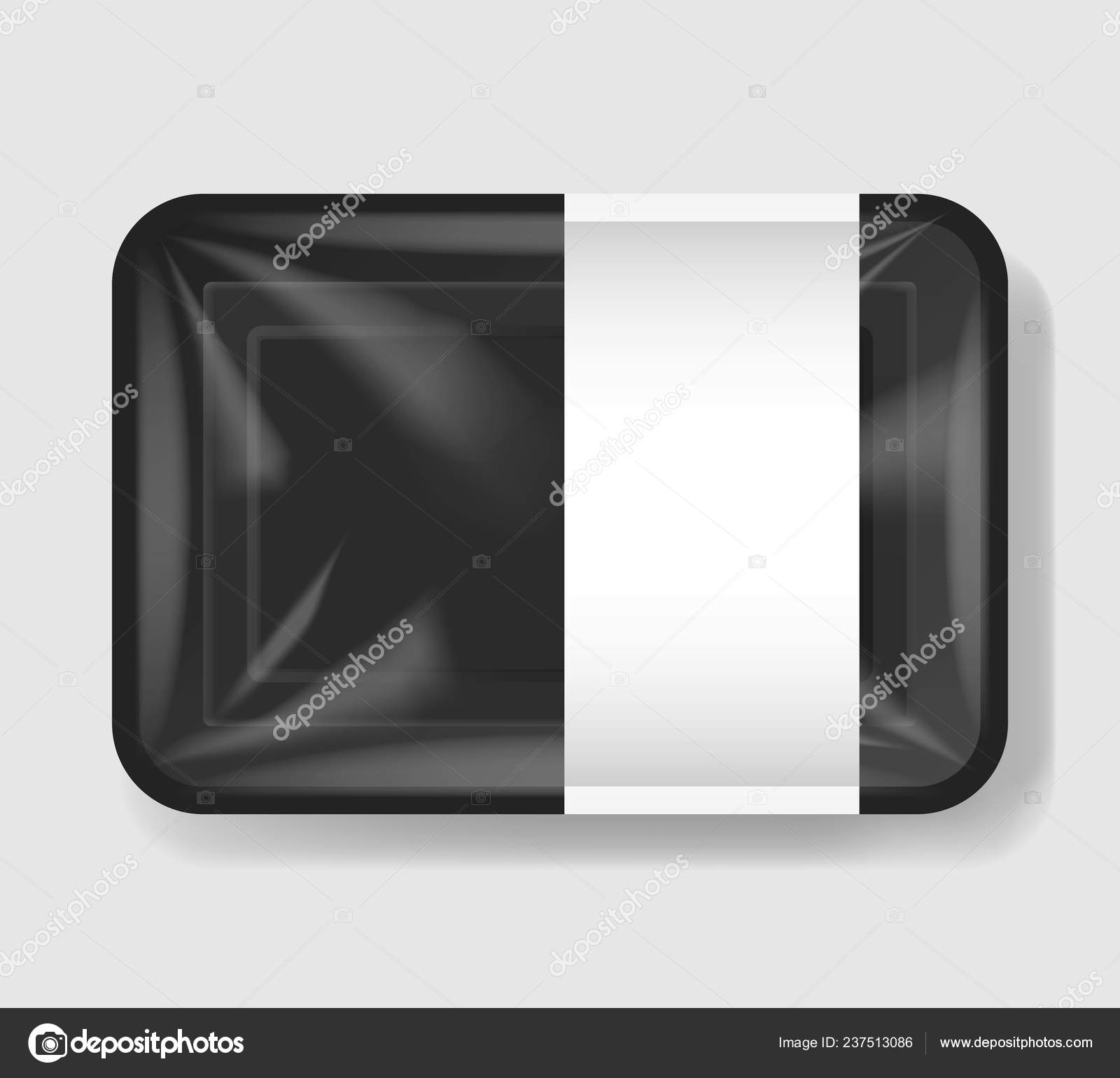 Download Plastic Tray Container With Cellophane Cover Mockup Template For Your Design Plastic Food Container With Clear White Label Template Vector Illustration Vector Image By C Vandycandy Vector Stock 237513086