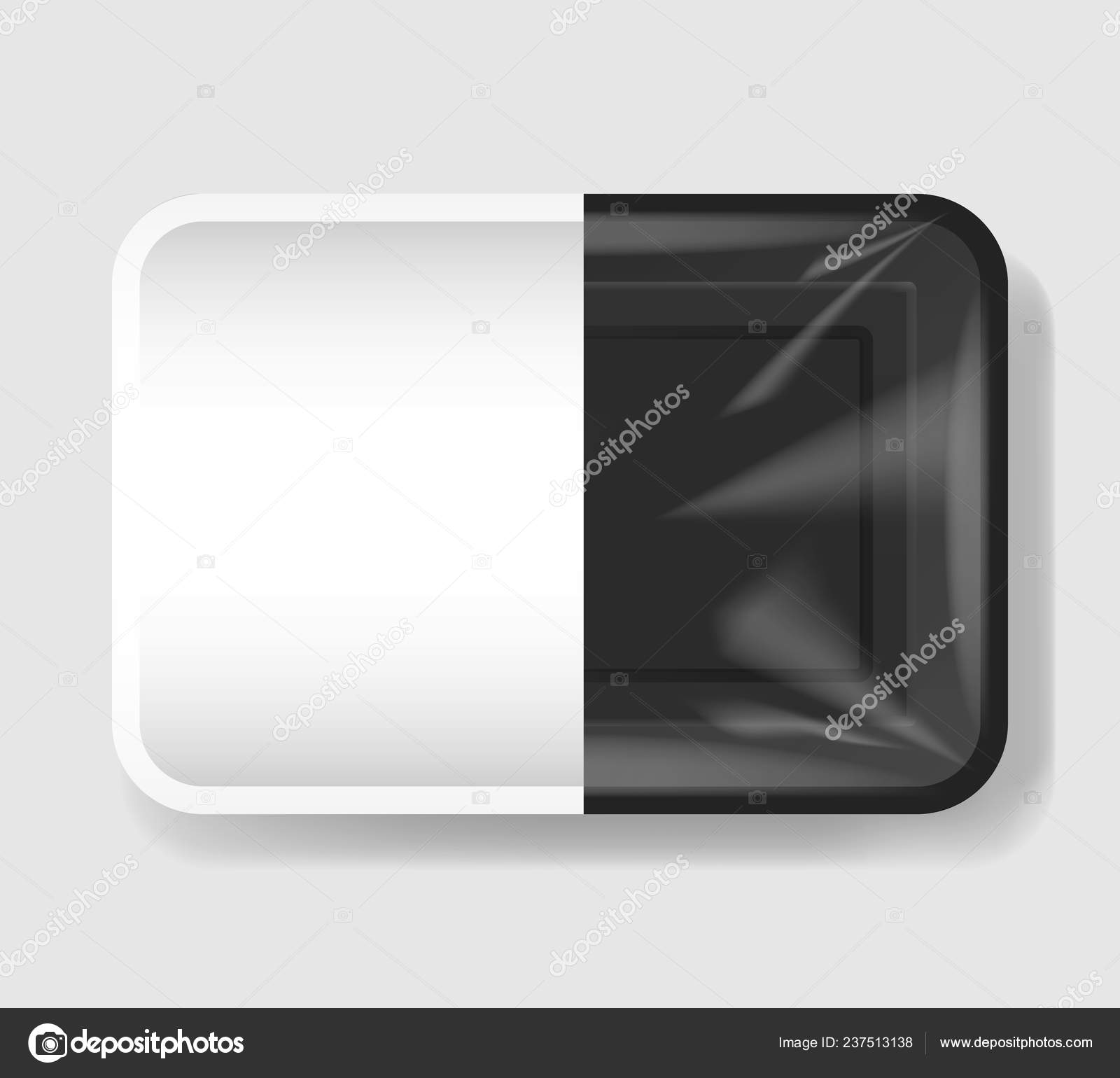 Download Plastic Tray Container With Cellophane Cover Mockup Template For Your Design Plastic Food Container With Clear White Label Template Vector Illustration Vector Image By C Vandycandy Vector Stock 237513138