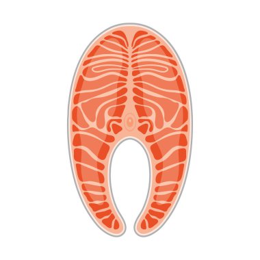 Salmon steak. Slice of red fish salmon, isolated on white background. Vector illustration.