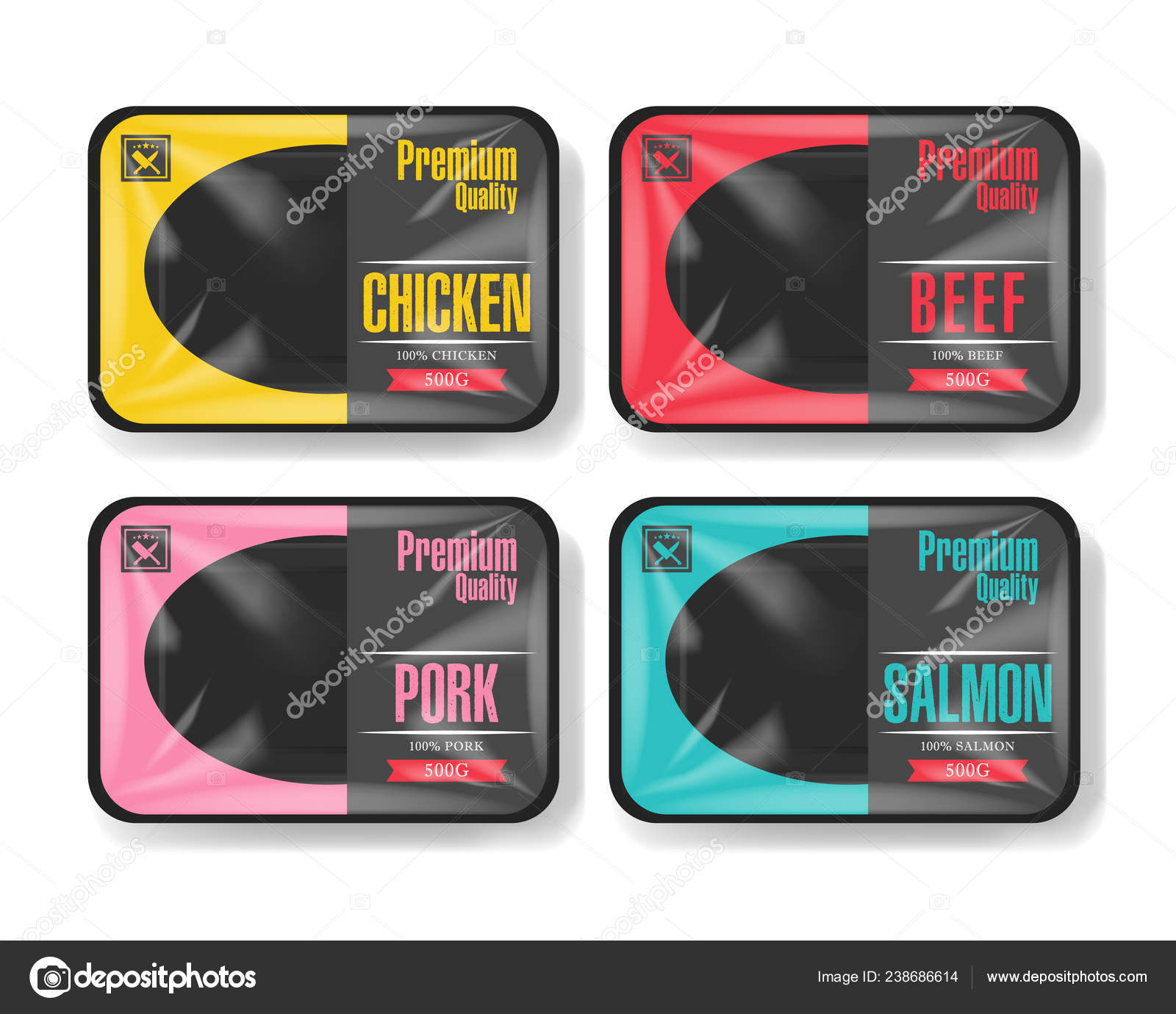 Download Plastic Tray Container With Cellophane Cover Mockup Template For Your Design Plastic Food Container With Label Template Vector Illustration Vector Image By C Vandycandy Vector Stock 238686614