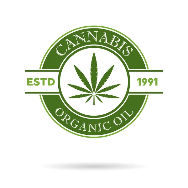 Marihuana-Blatt. medizinisches Cannabis. Hanföl. Cannabis-Extrakt. Symbol Produkt-Etikett und Logo-Grafik-Vorlage. isolierte Vektorabbildung. — Stockvektor